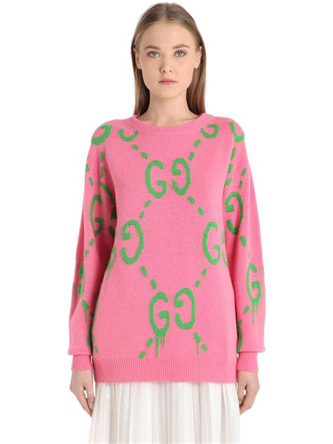 pink green gucci sweater|Gucci pink and green sweater.